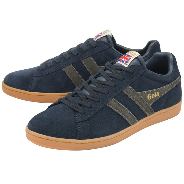 Gola Equipe Mens Navy & Sage Suede Lace Up Trainers