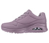 Skechers 73690 Uno Stand On Air Ladies Dark Mauve Textile Lace Up Trainers