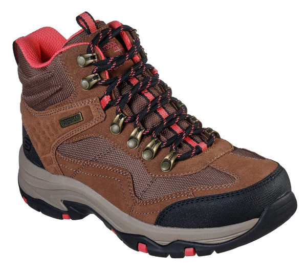 Skechers 167008 Trego Base Camp Ladies Tan Leather & Textile Waterproof Lace Up Ankle Boots