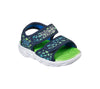 Skechers 402003N S Lights Hypno Splash Sun Sonic Boys Navy And Lime Green Textile Touch Fastening Sandals