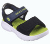 Skechers 406512L Razor Splash Boys Black, Navy And Lime Synthetic Touch Fastening Sandals
