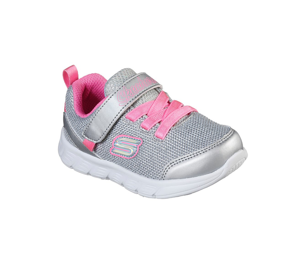 Skechers 302107N Comfy Flex Moving On Girls Silver Hot Pink Trainers