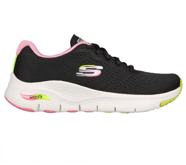 Skechers 149722 Arch Fit Infinity Cool Ladies Black Multi Textile Vegan Arch Support Lace Up Trainers