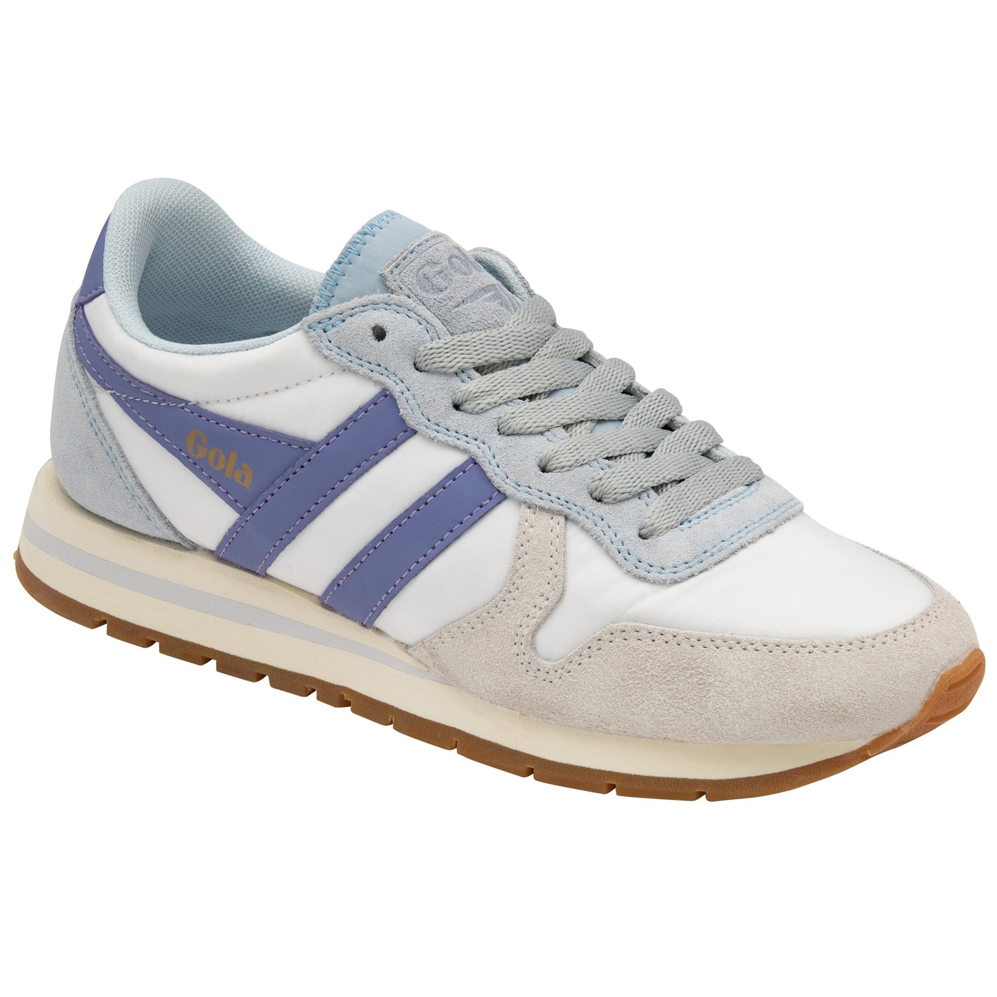 Gola Daytona Chute Ladies Off White, Ice Blue And Lavender Leather & Textile Lace Up Trainers