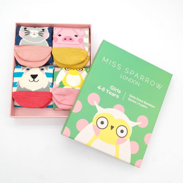 Miss Sparrow BK005 Girls 4-6 Animal Socks Box