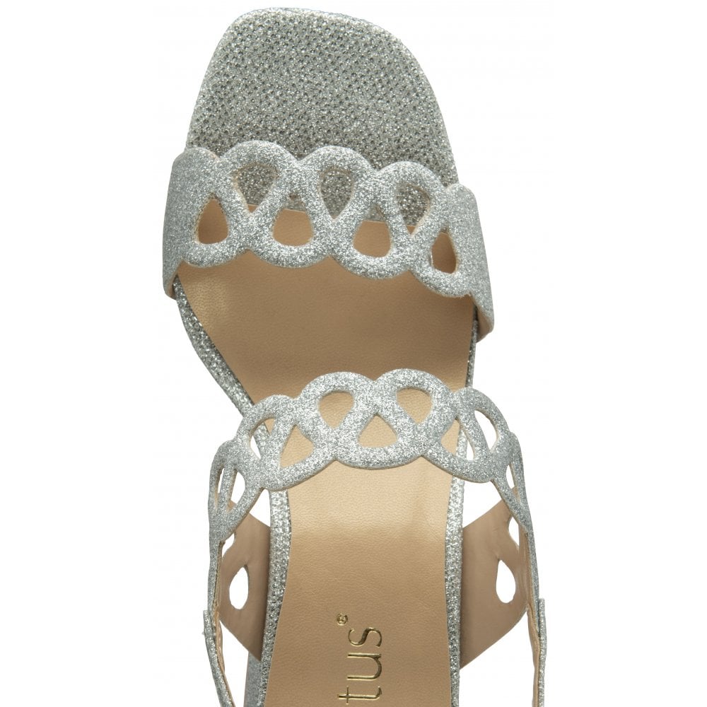 Lotus Dion Ladies Silver Textile Buckle Sandals