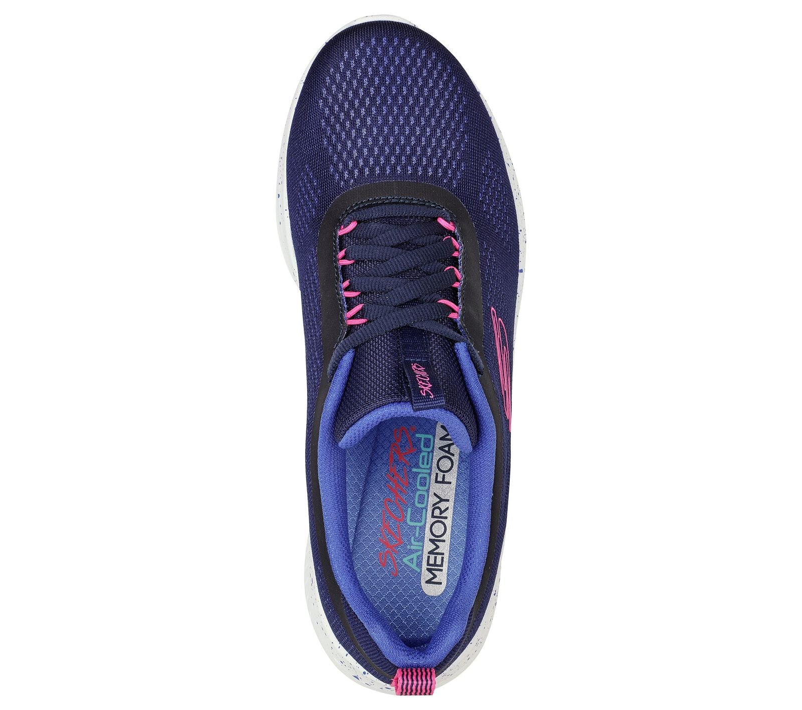 Skechers 149851 Ultra Flex 3.0 New Horizons Ladies Navy And Pink Textile Vegan Lace Up Trainers