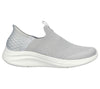 Skechers 149708 Ultra Flex 3.0 Cozy Streak Ladies Light Grey Textile Vegan Slip On Trainers