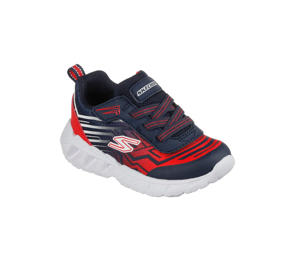 Skechers 401503N Magna Lights Maver Boys Navy And Red Slip On Trainers