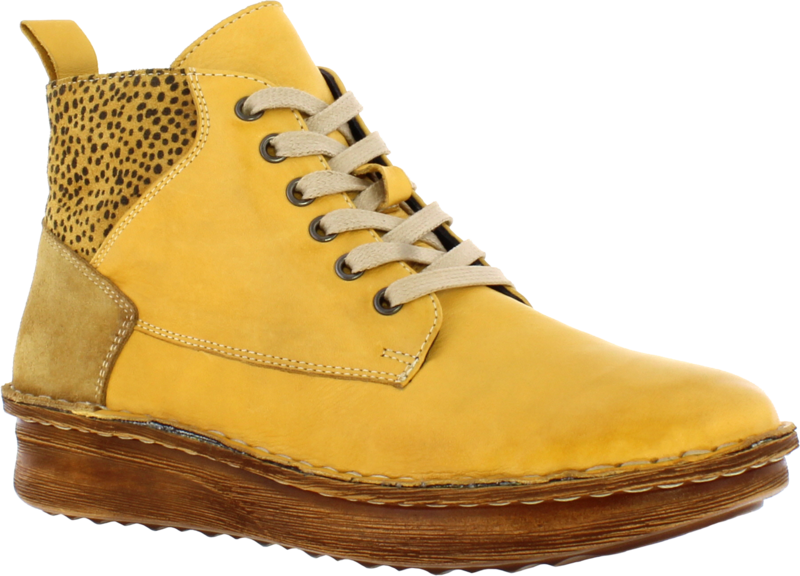Adesso Melanie Ladies Yellow Leather Ankle Boots