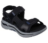 Skechers 229021 Go Walk Arch Fit Mission Mens Black And Navy Textile Arch Support Touch Fastening Sandals