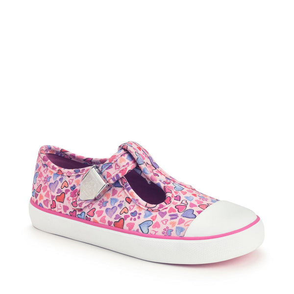 StartRite Sweets 6157_6 Girls Pink Heart Textile Vegan Buckle Shoes