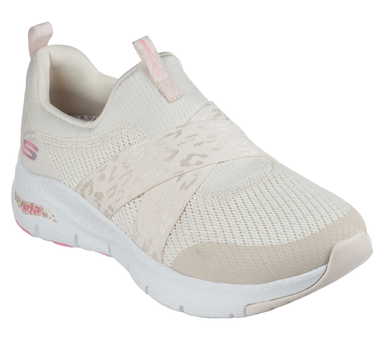 Skechers 149717 Arch Fit Modern Rhythm Ladies Natural Pink Textile Arch Support Slip On Trainers