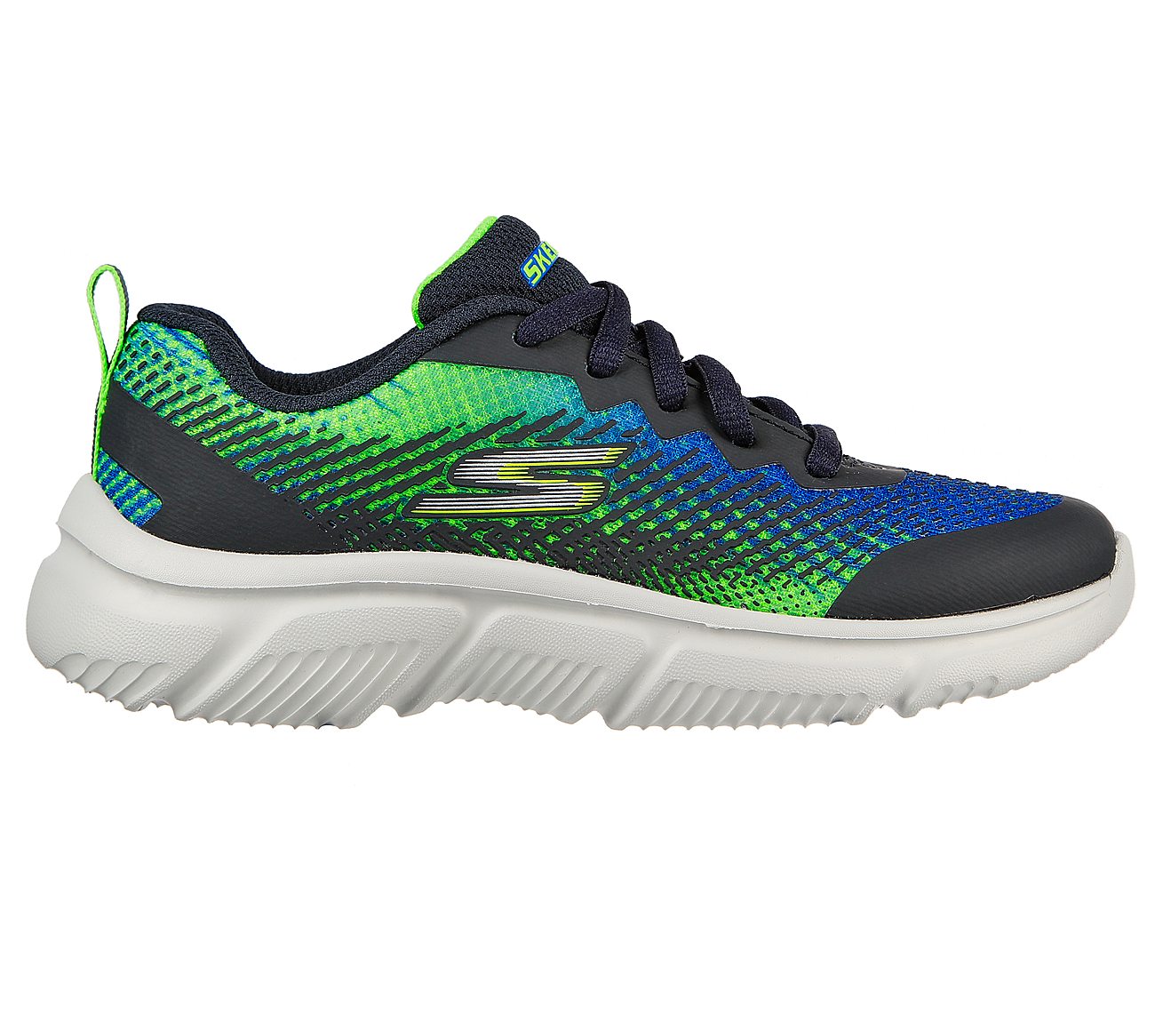 Skechers 405036L Go Run 650 Boys Navy and Lime Lace Fastening Trainers