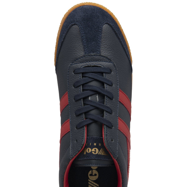Gola Harrier Mens Navy & Deep Red Leather Lace Up Trainers