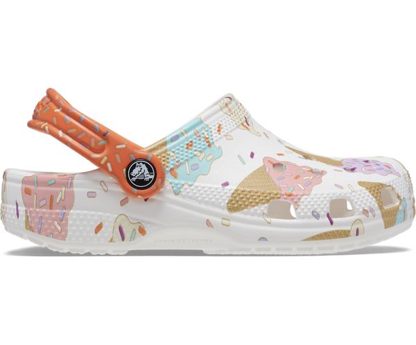 Crocs Classic Ice Cream Graphic Toddler 208572-94S Girls White And Multi Clogs