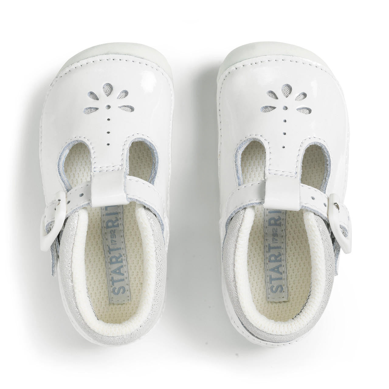 StartRite Baby Bubble 0773_14 Girls White Patent Leather & Textile Buckle Shoes