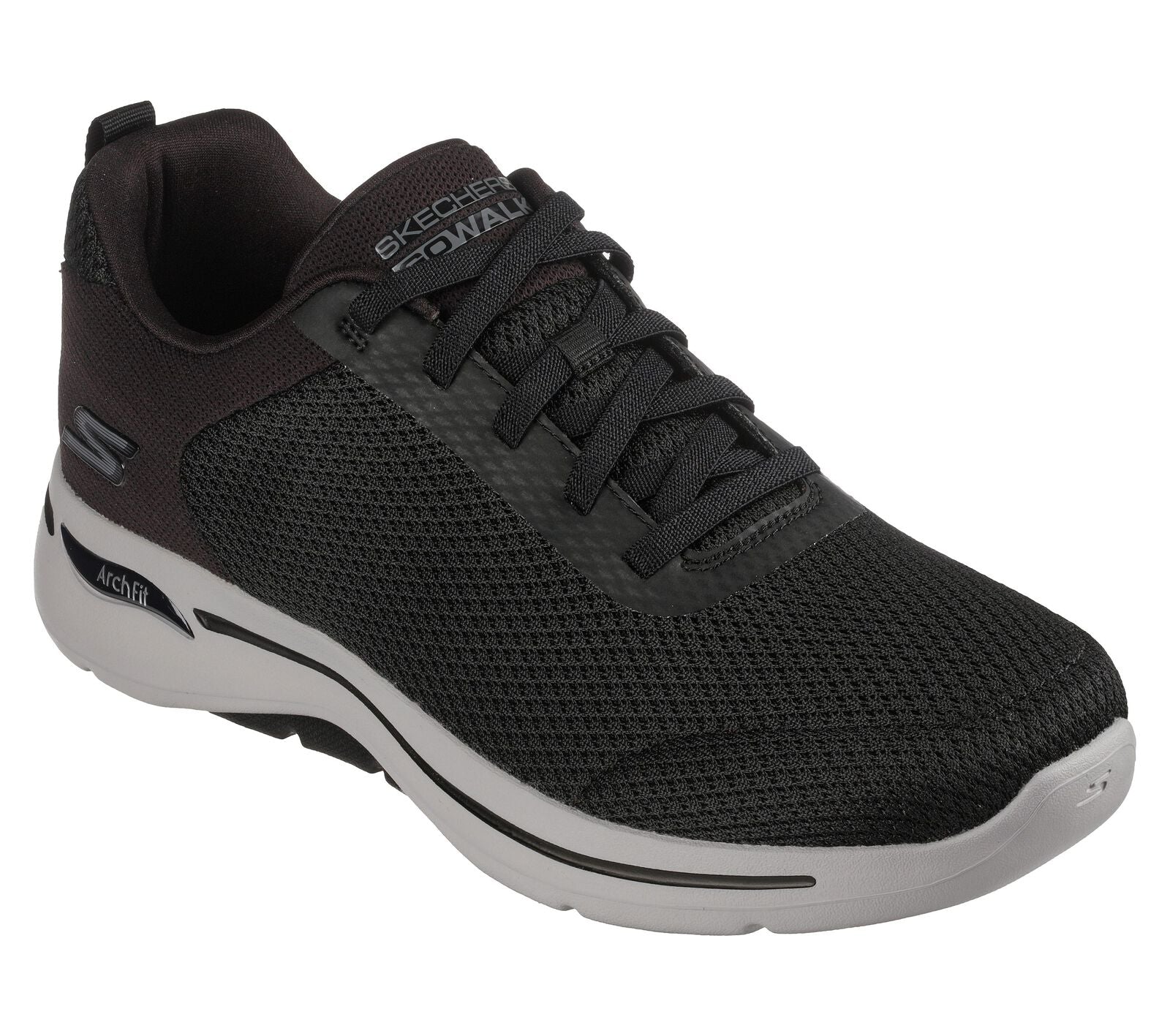 Skechers 216135 Go Walk Arch Fit Classic Mens Black Textile Arch Support Lace Up Trainers