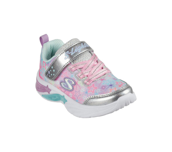 Skechers 302324N Star Sparks Girls Silver Multi Textile Touch Fastening Trainers