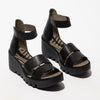 Fly Bono 290 Ladies Black Leather Touch Fastening Sandals