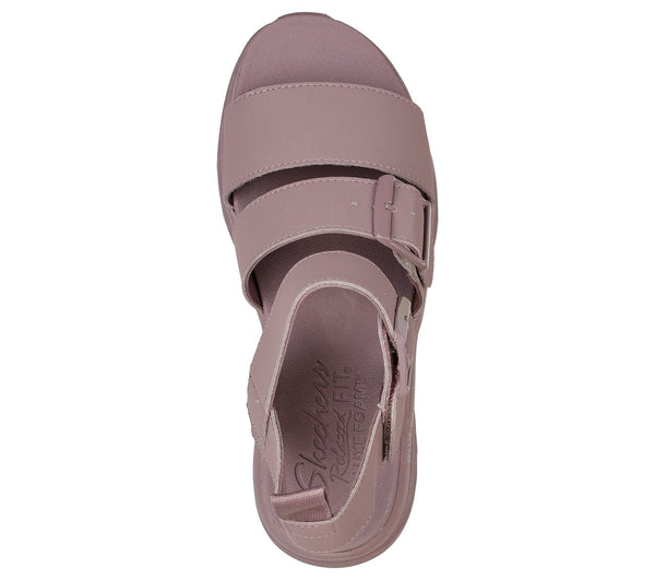 Skechers 119234 D’Lux Walker Retro Cosmos Ladies Mauve Textile Vegan Buckle Sandals