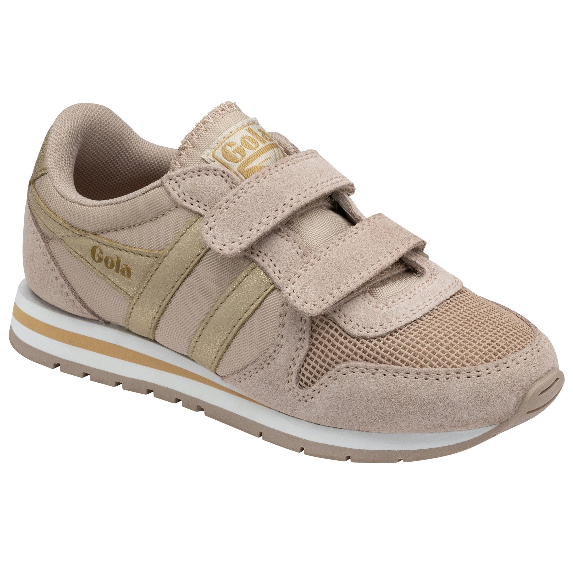 Gola Daytona Mirror Strap Kids Blossom and Gold Leather & Textile Touch Fastening Trainers