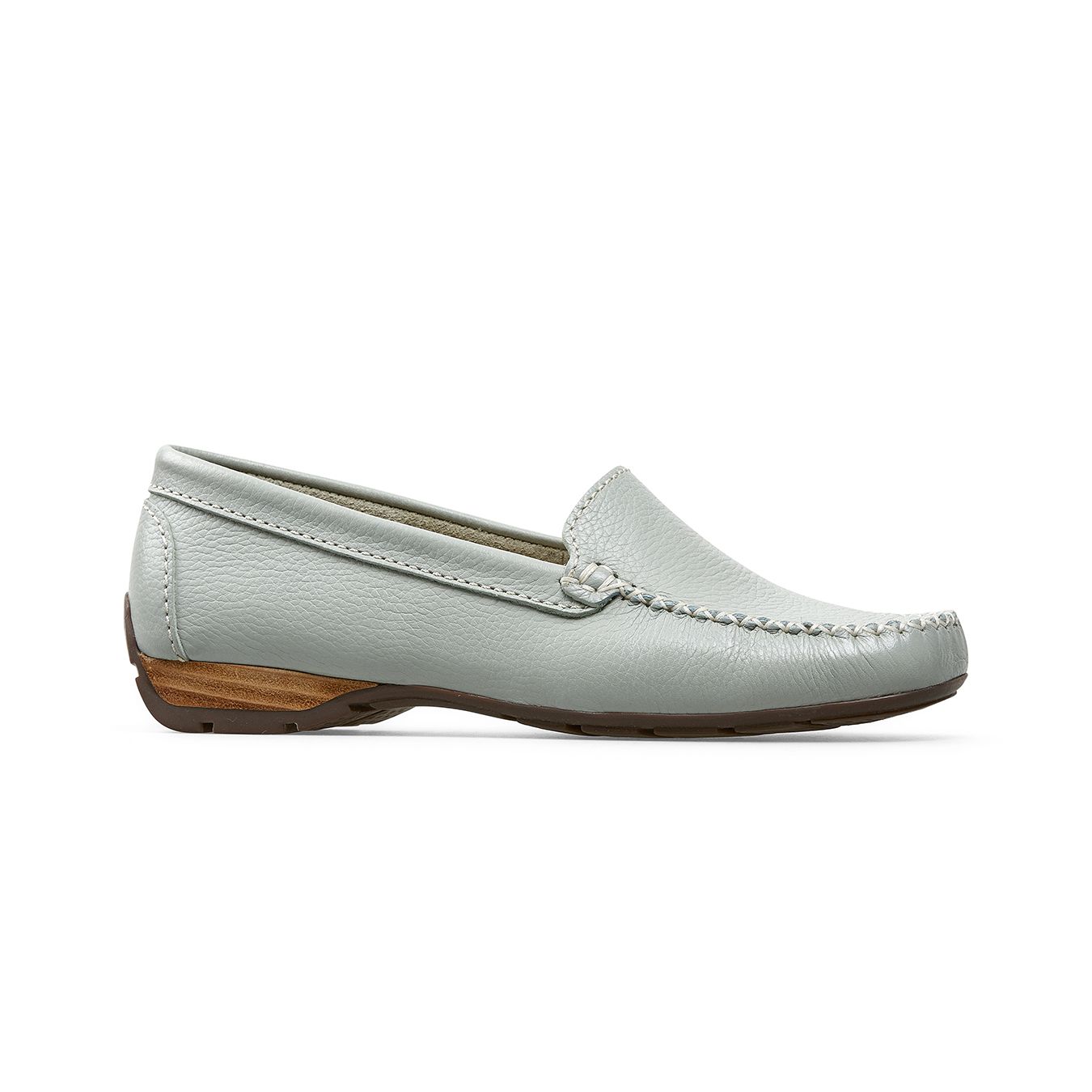 Van Dal Sanson 2156 1201 Ladies Aqua Grey Leather Slip On Loafers