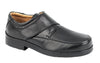 Roamers M404A Black Leather Hook and Loop Extra Wide Fit Shoe