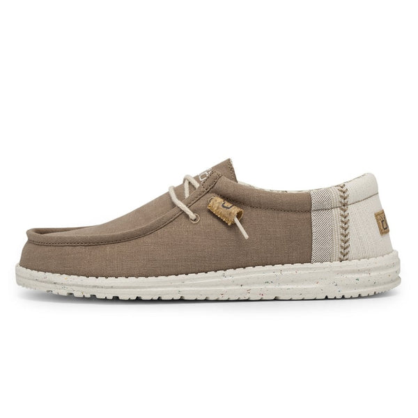 Dude Wally Linen Natural Mens Clay Textile Slip On Shoes