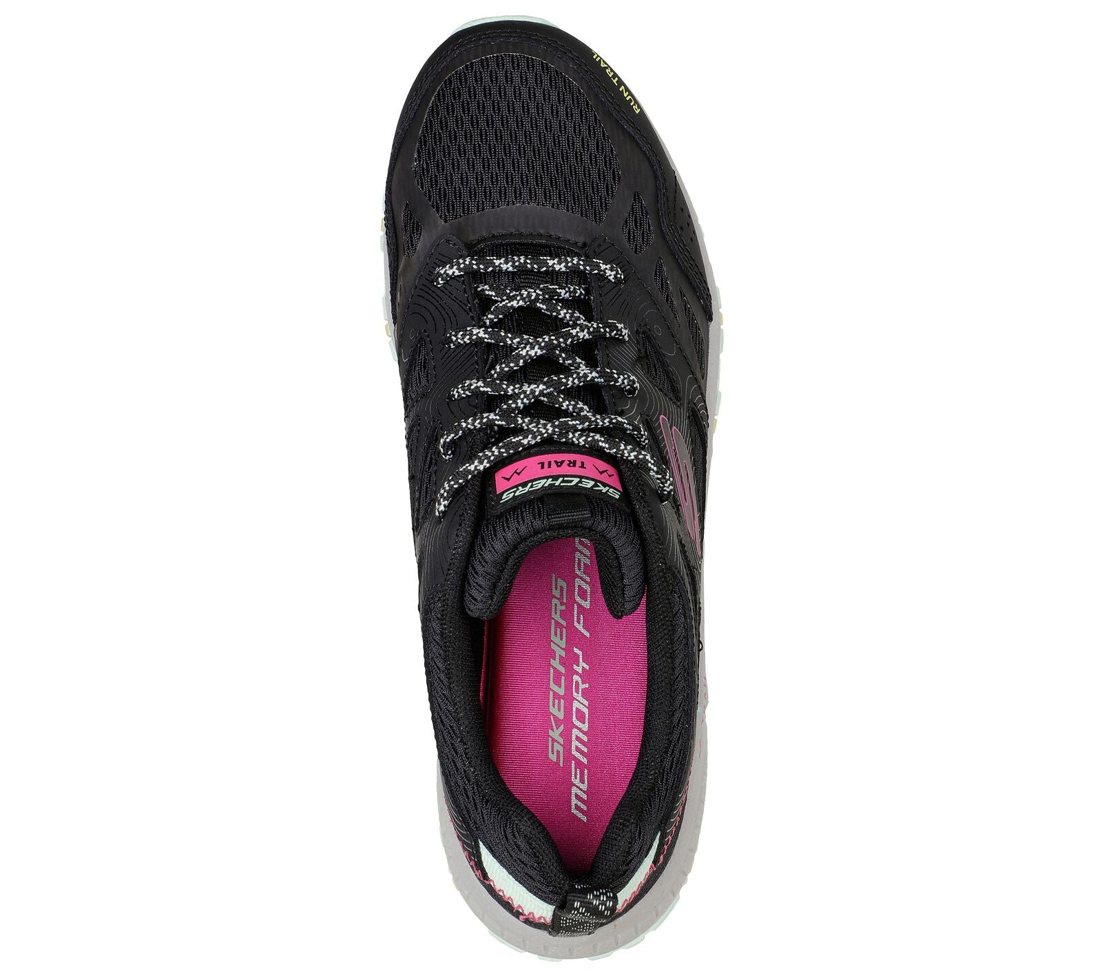 Skechers 149821 Hillcrest Pure Escapade Ladies Black Multi Textile Lace Up Trail Shoes