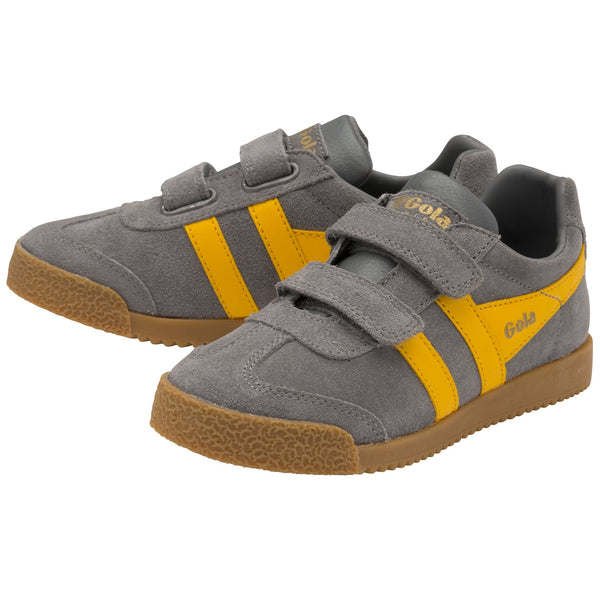 Gola Harrier Strap Childrens Ash Sun Suede Touch Fastening Trainers