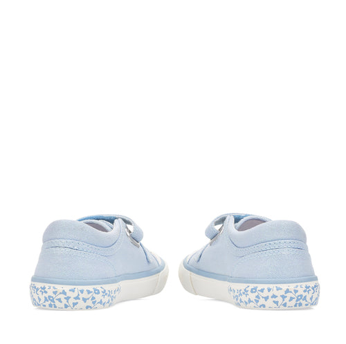 Start-Rite Flower 6175_2 Girls Pale Blue Glitter Floral Canvas Shoes