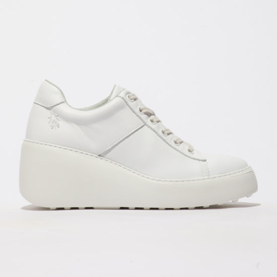 Fly Delf 580 Ladies White Leather Lace Up Shoes