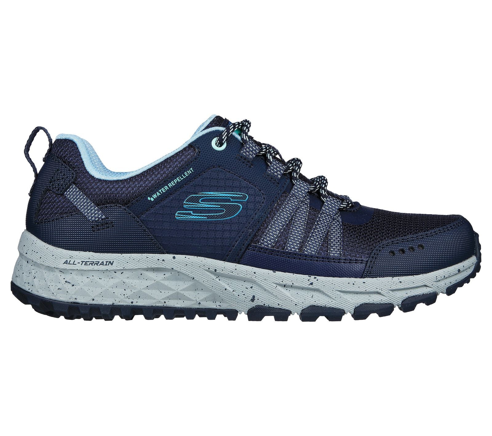 Skechers 180061 Escape Plan Ladies Navy Blue Leather & Textile Water Resistant Lace Up Shoes