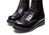 Solovair 8 Eye Derby Boot S8-551-BK-G Unisex Black Hi-Shine Leather Lace Up Ankle Boots