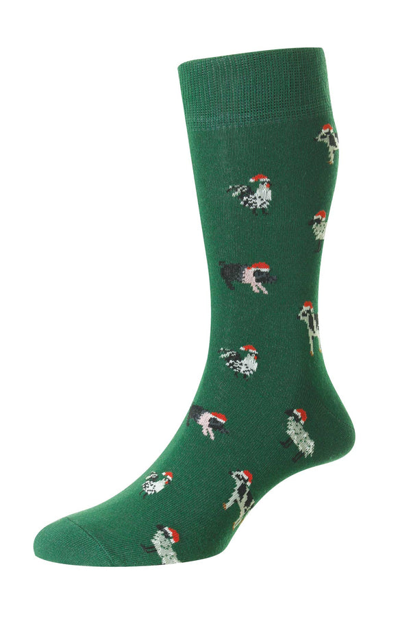 HJ Socks HJ33 Mens Animals In Christmas Hats Softop Socks