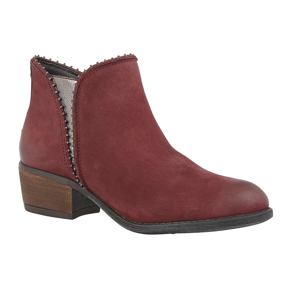 Lotus Benny Ladies Red Leather Ankle Boots