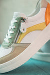 Remonte D0J01-81 Ladies White And Multi Leather & Textile Zip & Lace Trainers
