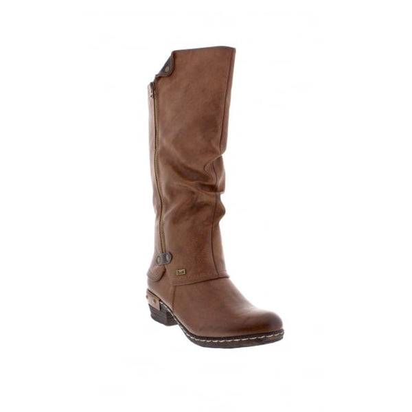 Rieker 93655-26 Ladies Tan Knee Length Zip Up Boots - elevate your sole
