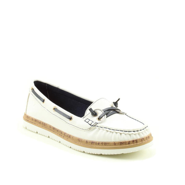 Heavenly Feet Collett White Memory Foam Slip On Deck Shoes - elevate your sole