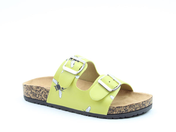 Heavenly Feet Harmony Ladies Lime Bee Vegan Slip On Sandals
