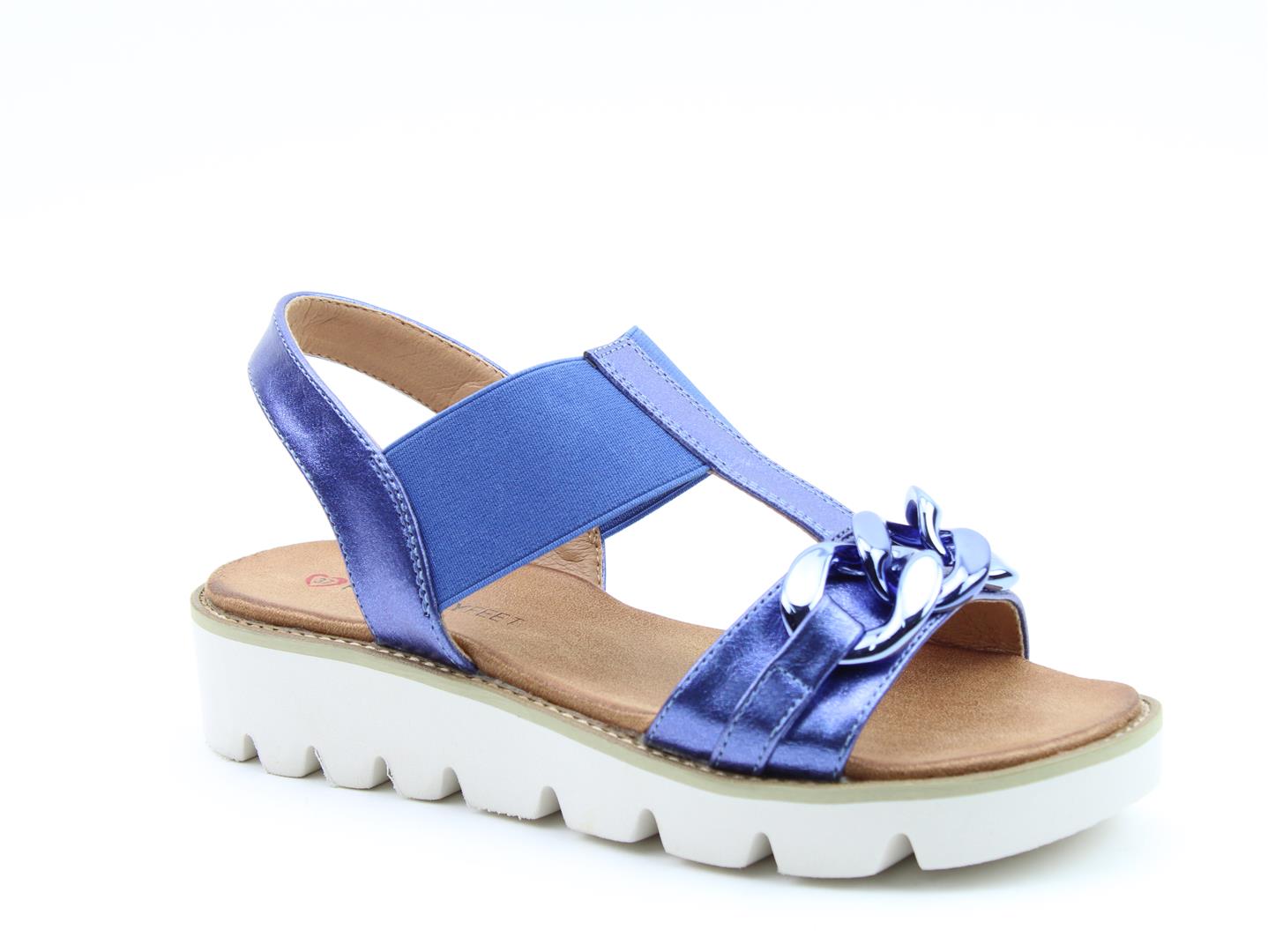 Heavenly Feet Lulu Ladies Blue Vegan Pull On Sandals