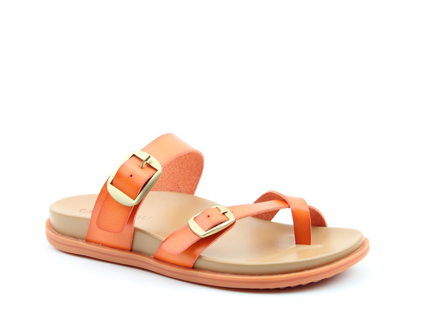Heavenly Feet Malibu Ladies Orange Vegan Slip On Sandals
