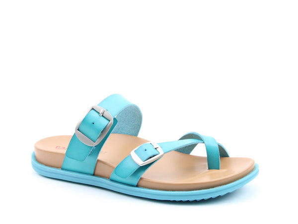 Heavenly Feet Malibu Ladies Turquoise Vegan Slip On Sandals