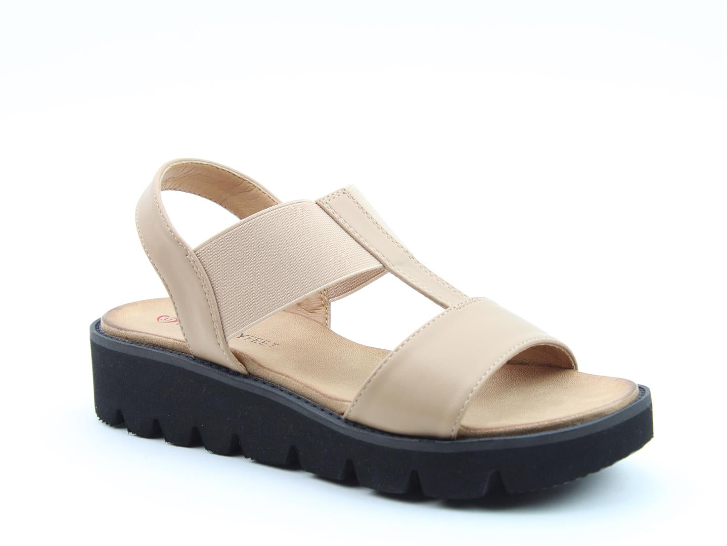 Heavenly Feet Ritz Ladies Taupe Vegan Pull On Sandals