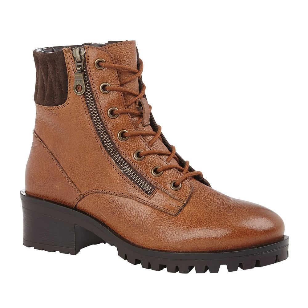 Lotus Dante Ladies Tan Leather Lace Up Ankle Boots