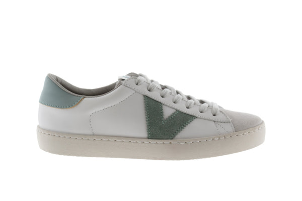 Victoria Berlin Piel 1126142 Ladies Spanish Jade Green Leather Lace Up Trainers