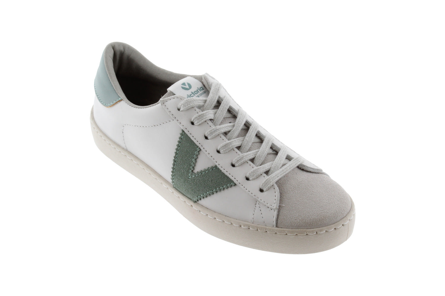 Victoria Berlin Piel 1126142 Ladies Spanish Jade Green Leather Lace Up Trainers